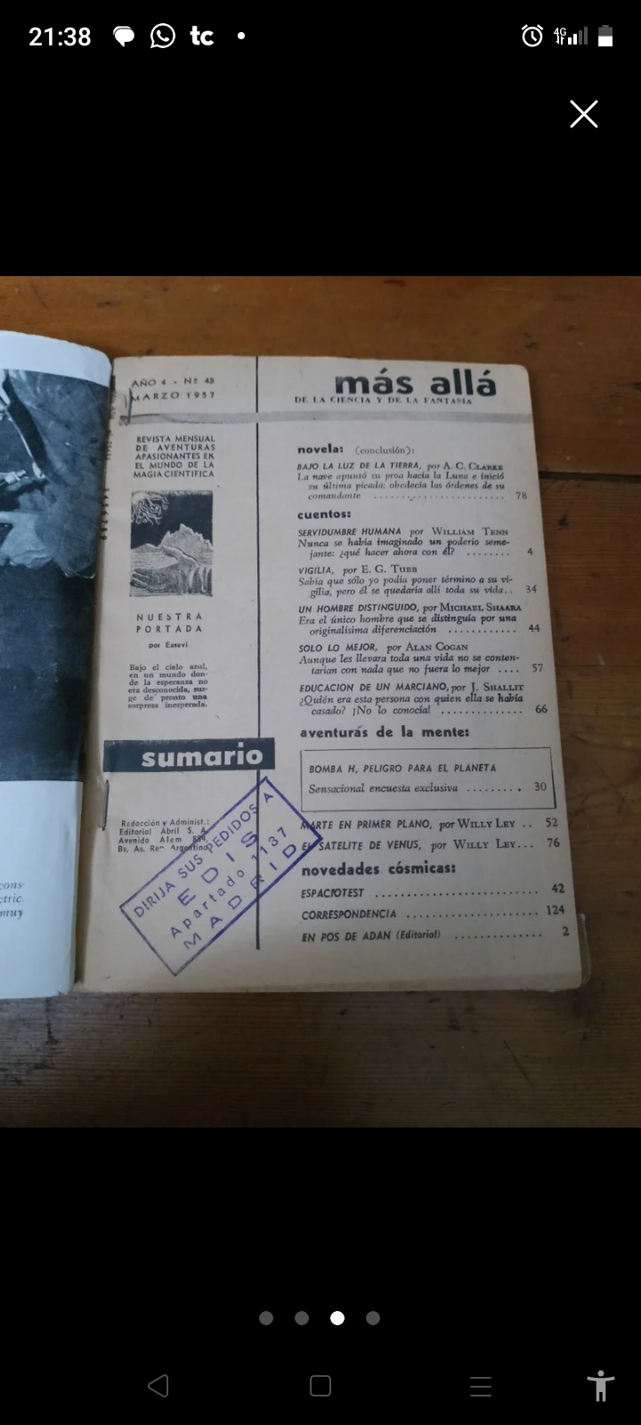 Revista mensual de fantasía cientifica Más Allá n 45 ( volumen 4)